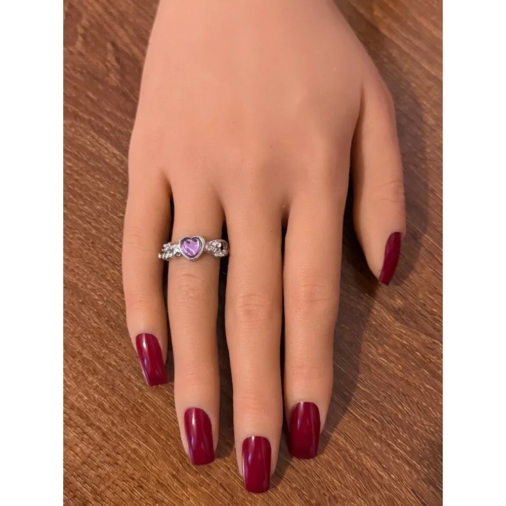 Open Back Purple Heart Heart‎ Ring